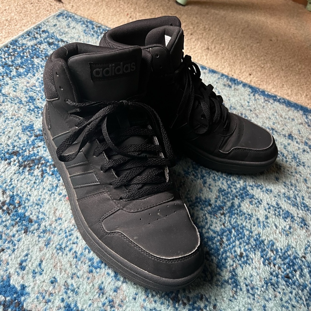 ADIDAS Hoops 2.0 Mid | Black on Black | US Men 9.5 | Good Condition - Picture 4 of 7
